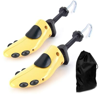 CuteHome Coppia di barelle per scarpe，Tendiscarpe ，Regolabile la Lunghezza e la Larghezza delle Scarpe,Uomo Giallo