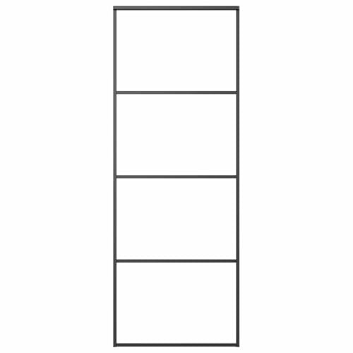 vidaXL Schiebetür Rostfrei Glastür Glasschiebetür Glas Schiebe Tür Schiebetürsystem Glasscheibe Aluminium ESG-Glas 76x205cm Schwarz
