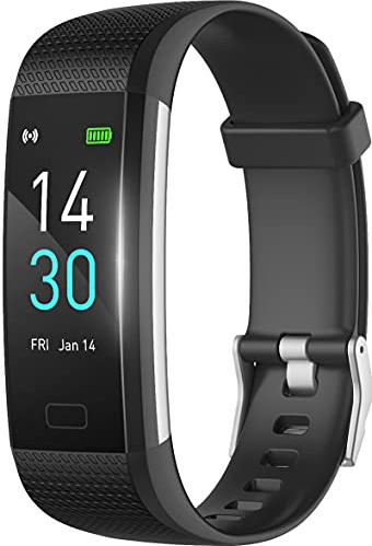 Loluka Fitness Tracker Watch, IP68 Waterproof Activity Tracker GPS Sports Exercise Watch, Colorful Sport Watches with 16 Sport Modes Sleep Tracking Step Counter for Men Women, Black, Modern