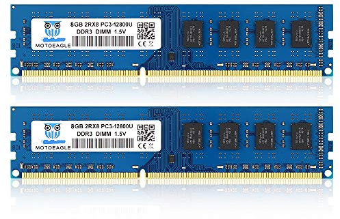 DDR3/DDR3L 1600 MHz UDIMM RAM 16GB Kit (8GBx2) PC3/PC3L 12800U 8GB 1.35V/1.5V 240-Pin Non-ECC Unbuffered 2RX8 Dual Rank Desktop Memory