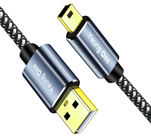 Yeung Qee Mini-USB-Kabel, geflochten, USB 2.0, Typ A auf Mini-B-Kabel, geflochtenes Ladekabel, kompatibel mit PS3-Controller, MP3/4-Player, PDA, Kamera, Scanner und anderen Mini-USB-Geräten (8 m)