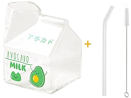 CHENMIAOMIAO Sauce Boat Gravy Bowl Glass Milk Cans Creative Milk Carton Shape Applique Design Gravy Boat Very Suitable for Family Restaurant Kitchen pour ladle (Color : Avocado)