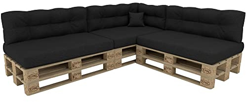 POKAR Palettenkissen Palettenauflagen Palettenmöbel Palettensofa 8er Set: Sitzkissen 120x80 + Rückenlehne 120x40, Anthrazit