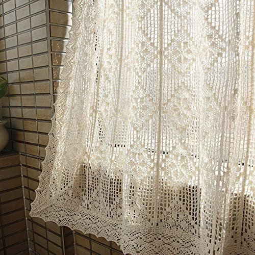 V3VOGUE Kurz Vorhänge Im Landhausstil - Elegant Hohle Häkeln Baumwolle Leinen Küche Kurze Gardinen Bistrogardine - Haus Büro Fensterdekoration Gardinenschals, 1 Stück, BxH 110x45cm 230x90cm