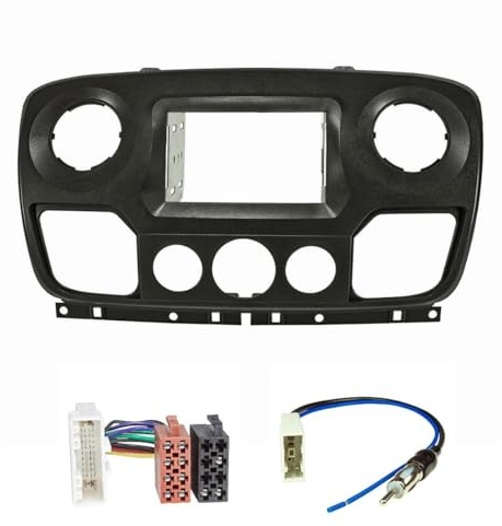 tomzz Audio 2445-057-1 Doppel DIN Radioblende Set kompatibel mit Renault Master 3 III Opel Movano B Nissan NV400 mit Adapterkabel für Radio Antenne