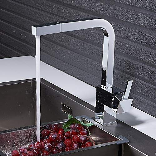Rubinetto Miscelatore Estraibile Rubinetto da Cucina Quadrato Miscelatore da Cucina in Ottone Rubinetto Lavello Miscelatore Rubinetti da Cucina Rubinetto da Cucina Estraibile, Lavello Vaso D