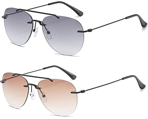 VEVESMUNDO Bifokale Sonnelesebrille Lesebrille Metall Blaulichtfilter Pilotenbrille Herren Damen Brillen +1.0,+1.5,+2.0,+2.5,+3.0,+3.5