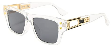 Long Keeper Retro Sonnenbrille Eckig für Herren Damen Klassisch Sonnenbrille Quadratisch Vintage Brille Goldener Rahmen mit UV400 Schutz, 54MM