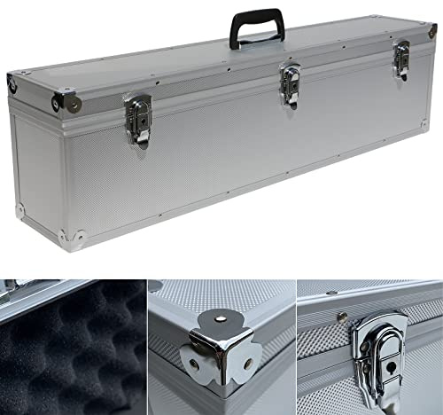 Aluminium Koffer Silber Würfelschaum Deckel abnehmbar 83 cm Lang-Koffer Alu Transport Box Musikkoffer