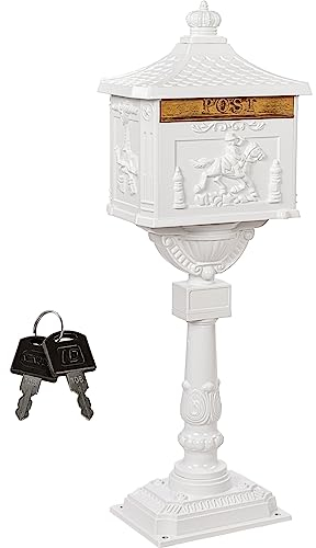 STILISTA Antiker Standbriefkasten 118 cm aus rostfreiem Aluminium, Farbwahl, Weiß