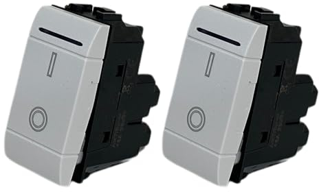2 Pezzi Prese Interruttore Bipolare - 16A, 250V - Compatibili con Bticino Living Light e Living International - Design Funzionale per la Casa e l'Ufficio (2 Pezzi Interruttore Bipolare, Bianco)