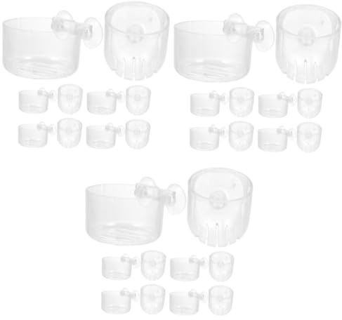 Ipetboom 30pcs Acrylic Aquarium Plant Cups with Cups Floating Planter Holder for Fish Tank Decoration for Aquatic Plants and Shrimp Transparent Design for Easy Viewing