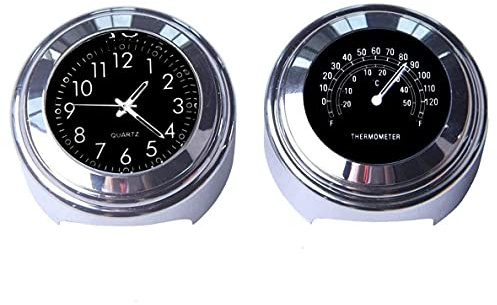 FREDY Motorrad-Quarzuhr und Thermometer, 2,2 cm, wasserdicht, Fahrrad-Lenkeruhr, Aluminium, universelles Zubehör, 2 Stück