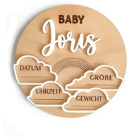 Personalisierte Baby Geburt Ankündigung Schild Holz Baby Geburtsschild Neugeborenes Geschenk Willkommen Schild Geburt Statistik Namensschild Baby Name Geburt Detail Kinderzimmer Deko (Design 3)