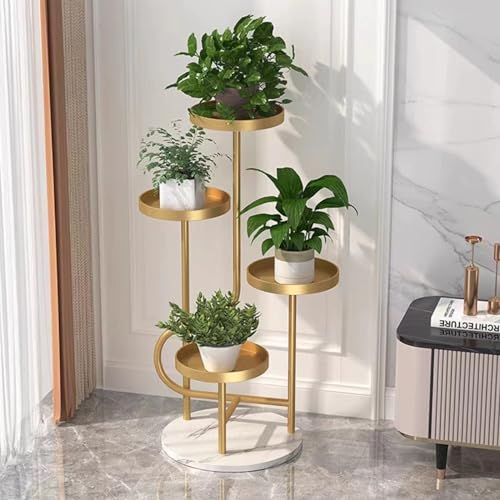 Generic Blumenständer Metall Mit 4 Ebenen, Pflanzenständer Pflanzenregal Blumenregal Indoor Outdoor, Blumentreppe Innen Flower Plant Stand Shelf for Garten Balkon Wohnzimmer (Color : Gold)