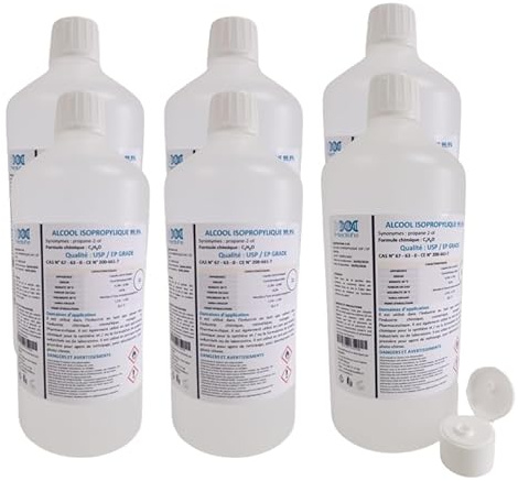 6 x 1 L ISOPROPYLIC ALKOHOL 99,9 % extra ren - ursprung Frankrike garanterad isopropanol, perfekt som lösningsmedel, rengöringsmedel och avfettningsmedel (6)