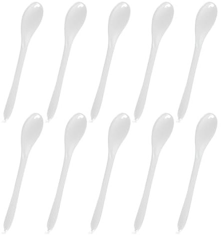 10x Mehrwegbesteck Eierlöffel, Frühstückslöffel,Kaffeelöffel, Dessertlöffel, Ideal für den Frühstückstisch(Weiß-Verpackt)