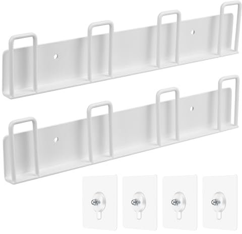 2 Pcs Coffee Mug Holder Wall Mounted, Black Metal Cup Rack Hanger With 4 Hooks, Storage for Kitchen Dining Room (White)