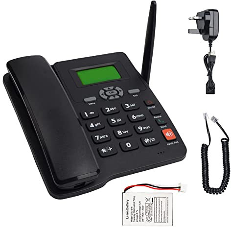 Classic Desk Phone,Desk Corded Telephone with, Wireless Quad Band GSM,Desktop Style Phone With SIM Card Slot, LCD Display Date/time/signal Strength/battery Capacity, For Home Office Hotel,Dual SIM