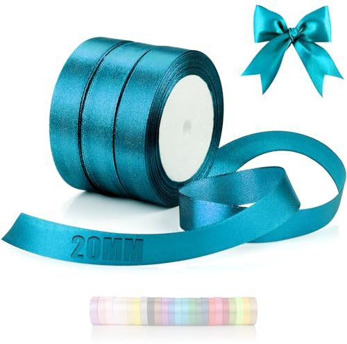 TXXATX 66m Schleifenband Türkis Satinband Deko 20mm Geschenkband Breit | Ribbon Band Türkis, für Hochzeit, Stoff Geschenk, Taufe, Geburtstag, Geschenkverpackung, Weihnachtstischdeko