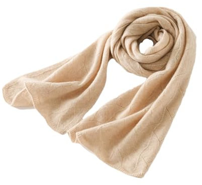 Ornrjfll Kaschmir-Schal für Damen, warm, Kaschmir-Strickschal, beige, Einheitsgröße