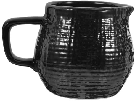 JEWEDECO Pichet à Lait Céramique Noir 150 ML avec Poignée Facile à Verser et Nettoyer pour Restaurants Occidentaux et Environnements de Restauration