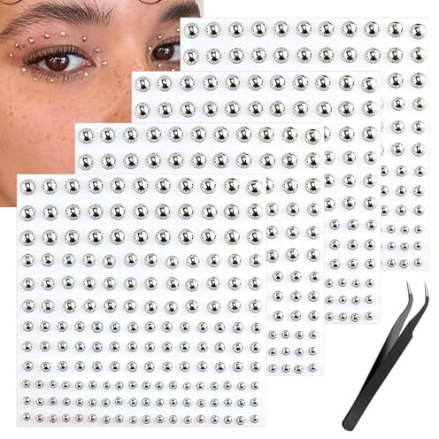 LunarCharm 4 Stück Gesichtsaufkleber, Aufkleber für gefälschte Nasenringe, Lippenstecker mit Gesichtsedelsteinen, gefälschtes Lippenpiercing, gefälschter für Frauen und Männer