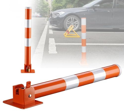Barrière de stationnement pliable avec serrure, construction robuste en acier au carbone, design anti-collision pour allée et protection de parking