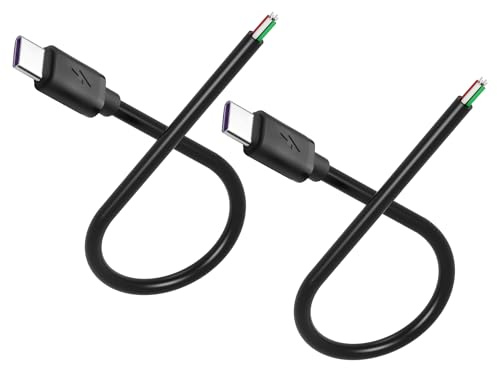 GINTOOYUN 2 cavi di alimentazione maschio da 5 V/3 A USB-C maschio Pigtail 22 AWG tipo C maschio a 4 pin zincato cavo fai da te per laptop, telefoni cellulari, fai da te, ecc. (11,81 pollici) (maschio