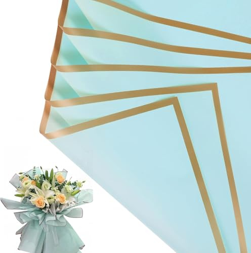Blumen Papier, 20 Stück Wasserfestes Geschenkpapier für elegante Blumensträuße, Blumenbouquet-Papier zum Binden und Verpacken (Blau)