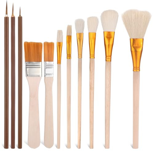 11 pennelli per smalto per ceramica sottosmalto pennello per pittura acrilica pennelli per pittura acrilica pennelli per miscelazione ceramica pennello per smaltatura lana capelli di capra pennello