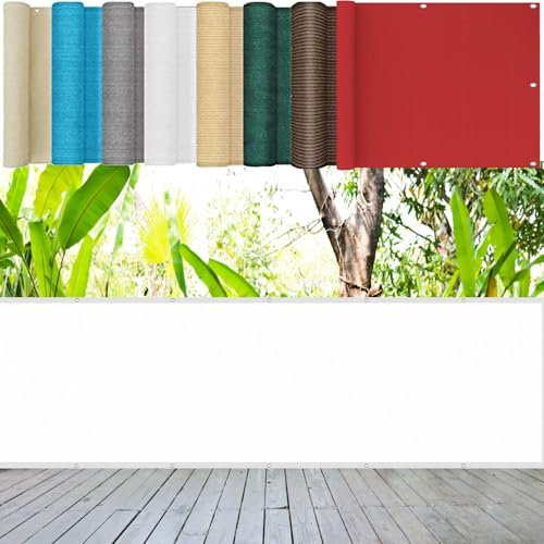 Pantalla de Balcón 120 x 150 cm 220G/M² Densidad HDPE UV Protección Transpirable, Fácil Instalación Pantalla HDPE para Balcón para Jardín, Vayas O Piscina, Blanco