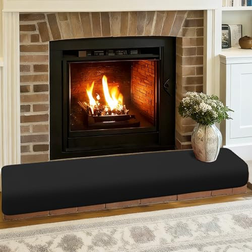 Thick Memory Foam Fireplace Baby Proofing, 71x15 in Soft Hearth Cover Baby Proof, Hearth Cushion Fireplace Protectors for Children Proofing, Edge Protector, Black