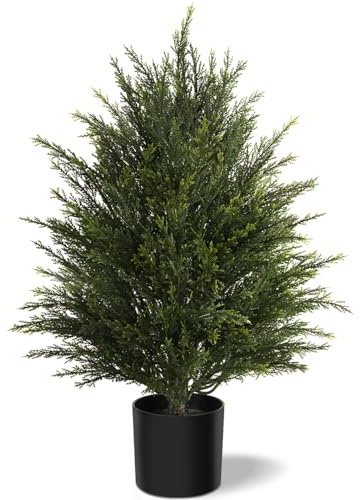 Vitalismo Artificial Cedar Topiary Tree, 60 cm Tall Indoor Realistic Fake Potted Plants, Faux Evergreen Pine Cypress Bushes, Artificial Greenery Decor for Outdoor Home Garden Front Porch Decor