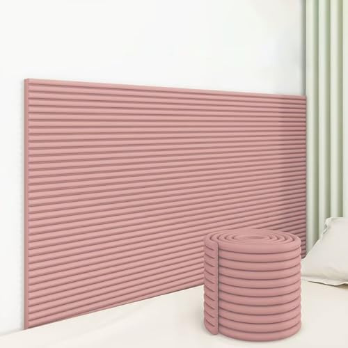 Generisch Paneele Wand Selbstklebend Rosa, 20×200 cm Wandschutz Kinderzimmer, Verdickt Anti Collision Wandpolster Wasserfest Bett Kopfteil Polster, Schneidbar Selbstklebende Paneele Mehrzweck