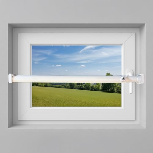 Fenstersicherung 1-fach – Einbruchschutz Teleskopstange mit Druckschloss | Edelstahl oder Weiß | Länge 600–3200 mm | Sicherungsstange für Fenster & Türen (Weiß, 1800-3200mm)