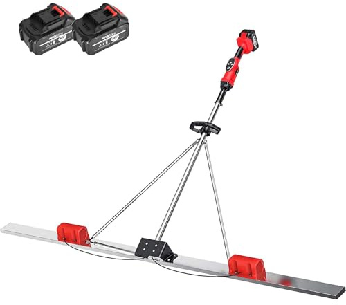 LYNNEYING Vibreur À Béton Sans Fil À Double Moteur Amélioré Règle Électrique 48 V Avec Batterie Lithium-Ion Longue Durée De 25000 Mah,Vibration De 3000 À 6000 Tr/Min Pour Le Nivellement(1Battery,1.8m)
