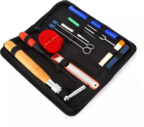 Klavier Stimmschlüssel Stimmen Tuning Set Stimmhammer Zubehör & Tasche 14 Stück Klavier Tuner Werkzeuge mit 440Hz Stimmgabel für Klavierstimmer, Klavierbesitzer, Klavierstimm-Enthusiasten