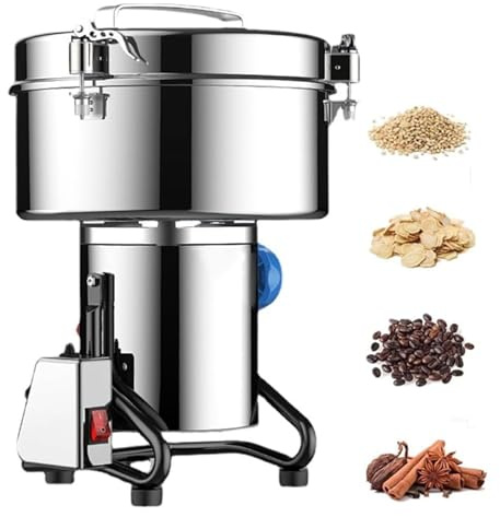 YIGECHENXIN Trituradora Industrial de Acero Inoxidable 4500G, Molinillo Eléctrico de Hierbas para Cocina Comercial, Farmacia y Procesamiento de Alimentos 5000W