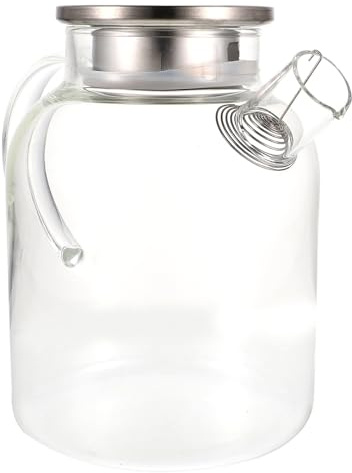 Veemoon Bouilloire à Eau Froide en Verre 16 L Couvercle Acier Inoxydable Récipient à Thé Grosse Capacité pour Boissons Fraîches et Usage Quotidien