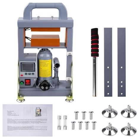 QAXRZCUCD Pressa A Caldo Idraulica Manuale da 5 Tonnellate, Piastra Riscaldante Doppia 600 W, Macchina for L'estrazione di Colofonia Posizione Precisa