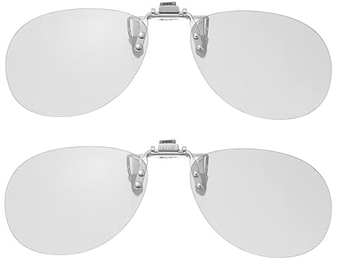 QUARKZMAN 2 Piezas De Gafas 3D Clip-On Polarizadas, Cuadros De Gafas 3D Pasivos Circulares para RealD/Image Maximum Películas Teatro Juegos TV Foto Proyector (Clip Metálico)