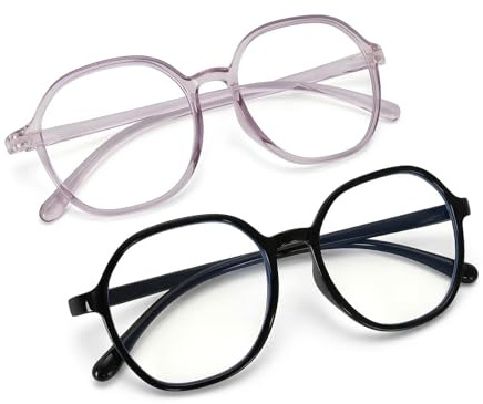 Zimoer 2 Pack Lunettes de Lecture,Lunettes Anti Lumière Bleue à Zoom Intelligent pour Hommes Femmes Confort Légers Idéal pour Lecture, TV et Travail Informatique