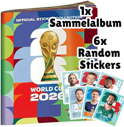 World Cup 2026, album da collezione con copertina morbida con 6 adesivi, album di adesivi per collezionisti e appassionati di calcio, edizione originale + protezione spedizione HeartGlobal