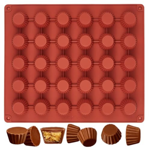 YXHZVON Mini Muffin Backform Silikon, 30 Mulden Silikonform für Schokolade, Mini Muffinformen Silikon, für Muffin-Kuchen, Süßigkeiten, Cupcakes, Erdnussbutter, Schokolade, Brot, Desserts