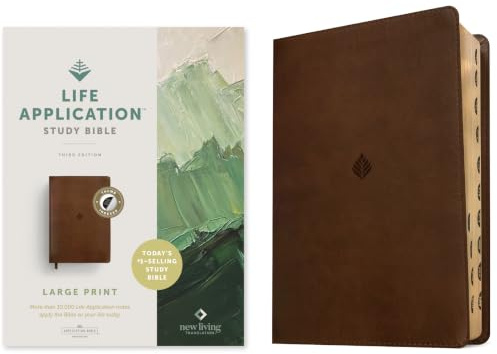NLT Life Application Study Bible, Third Edition, Large Print (LeatherLike, Rustic Brown Leaf, Indexed, Red Letter)