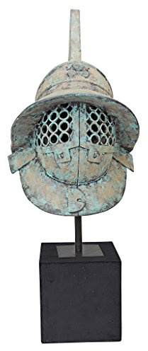 Design Toscano SD1160217 Statua Elmo Gladiatore Antico Romano di Pompei, Verde, 37x29x73.5 cm