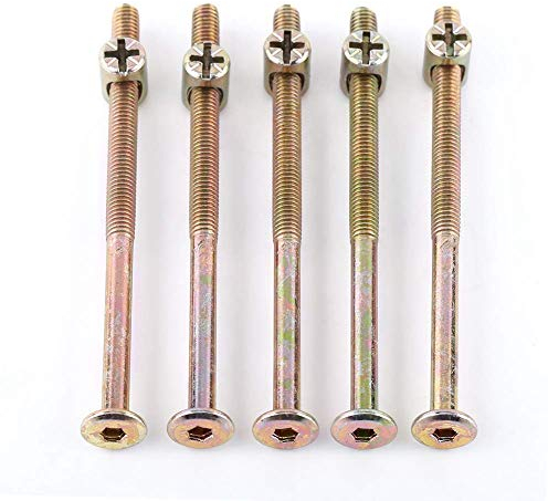 10Pz M6 Bulloni del Mobilio dell'Acciaio con il Bullone del Connettore della Noce del Dado del Barilotto, Finitura Normale(100mm)