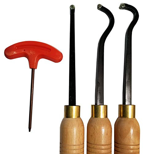 PSI Woodworking LCHOL3C Wood Lathe Carbide Tip Mini Hollowing Tool 3pc Chisel Set