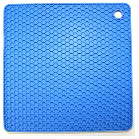 Kochblume Wabenuntersetzer Eckig 19x19cm | Hitzeschutz | Premium-Silikon | Hitzebeständig | Spülmaschinenfest | Farbe: blau